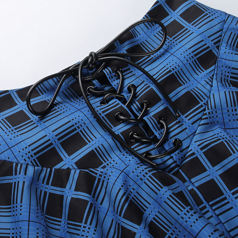 Blue plaid alternative ribbon skirt ah0101
