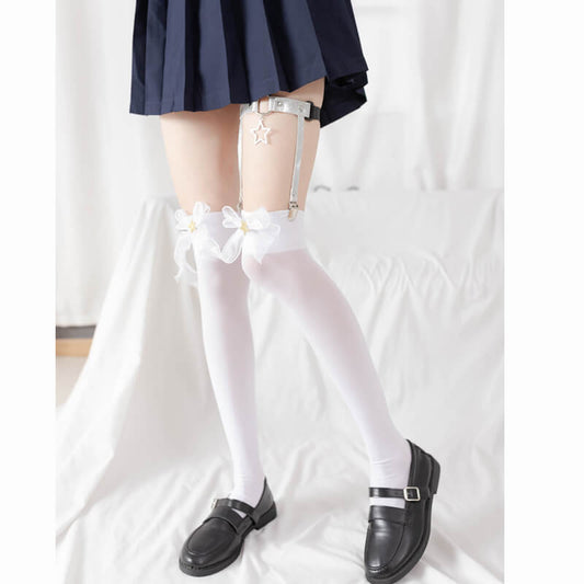 Lolita cosplay organza bows stockings/ Star garter C01004