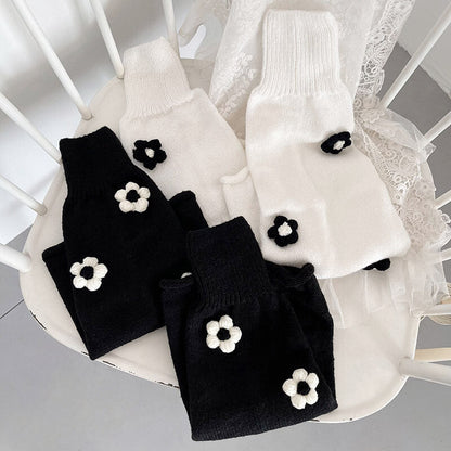 Knit flowers y2k leg warmers c0130