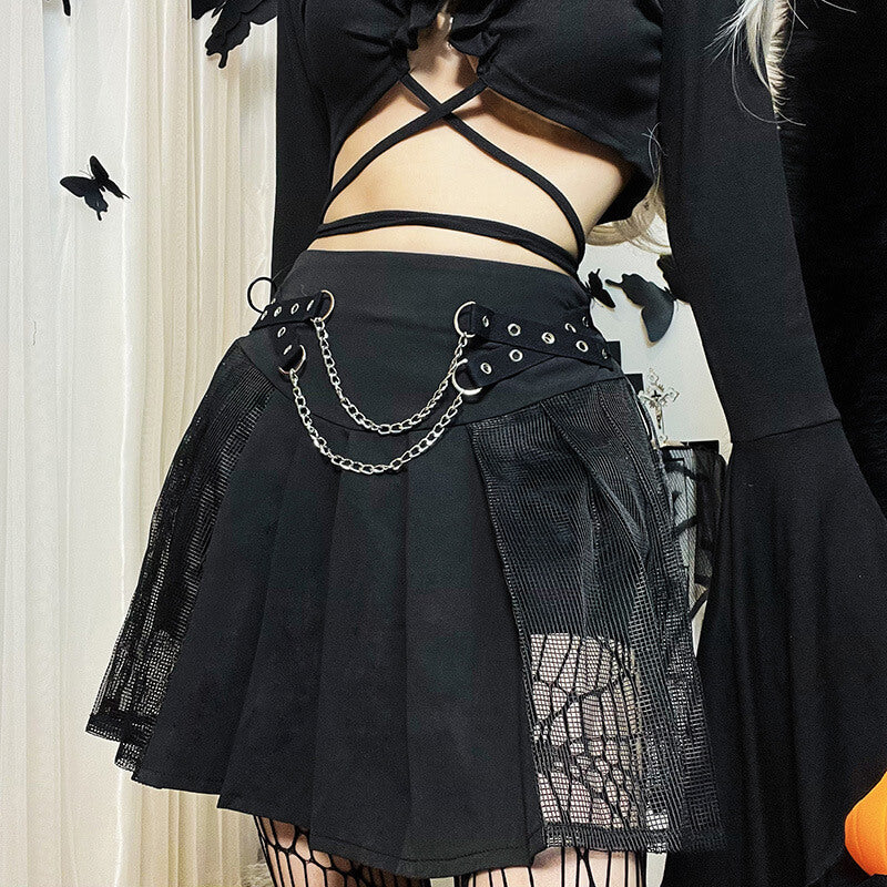 Chains goth irregular skirt ah0093