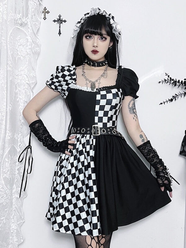 Chessboard darkness dress Goth dress