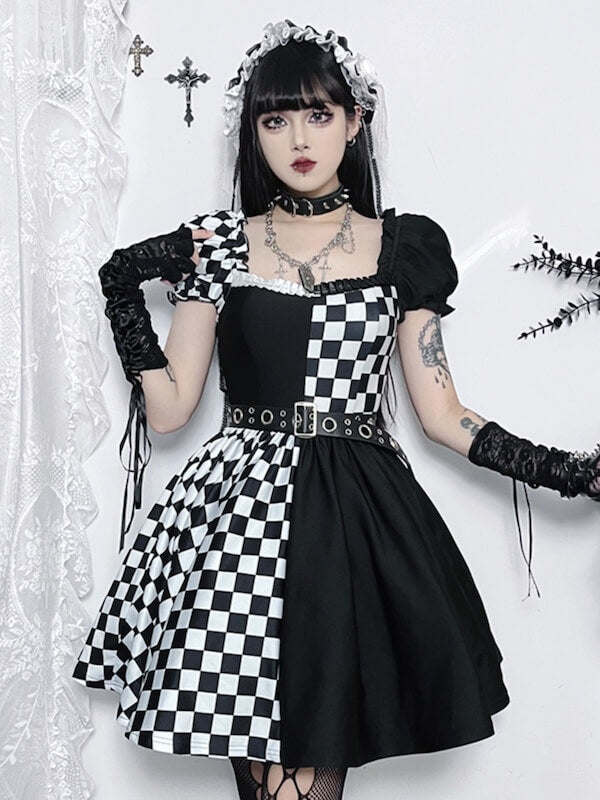 Chessboard darkness dress Goth dress
