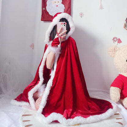 Christmas fluffy red cloak x0004