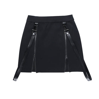 Double zippers gothic belts pencil skirt ah0111