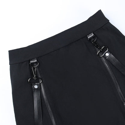 Double zippers gothic slit skirt