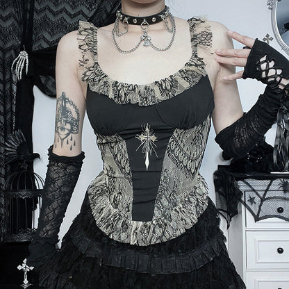 Embroidery cross gothic camisole