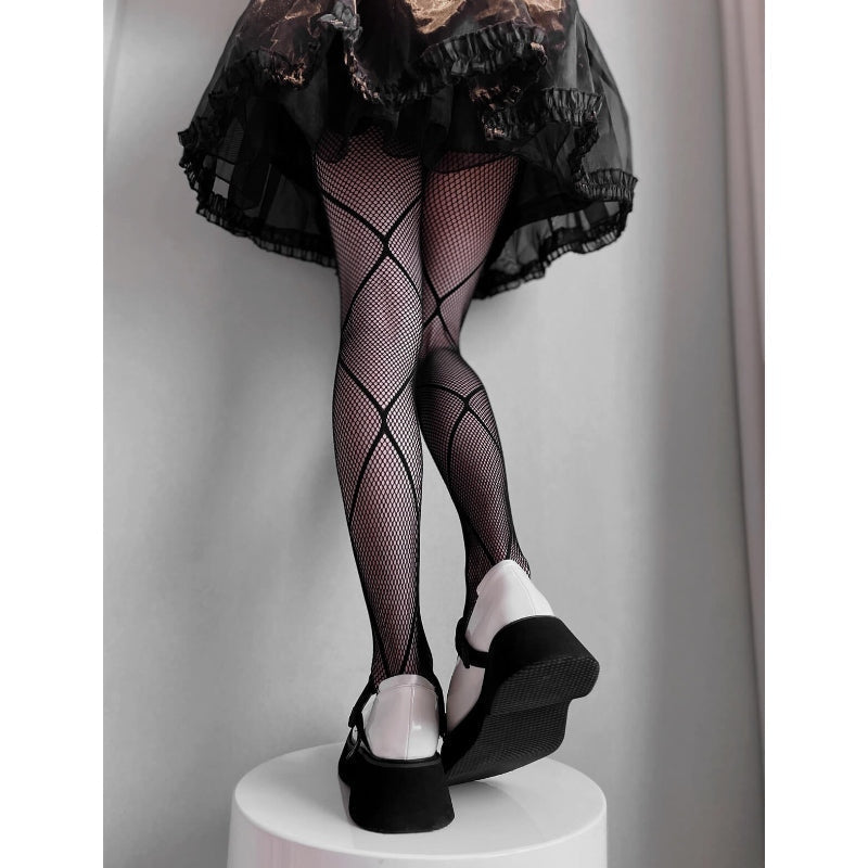Geometry crossover goth fishnet tights c0039