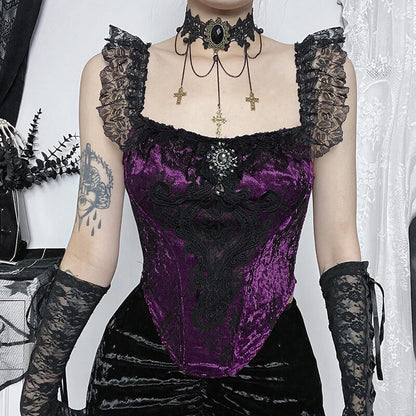Gorgeous gem lace camisole Goth shirt