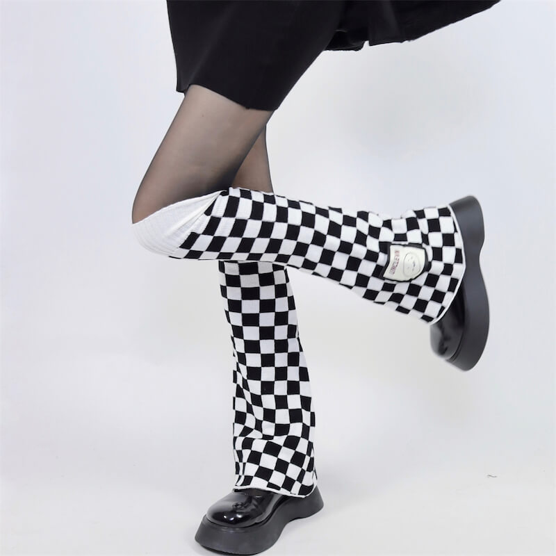 Goth chill y2k chessboard leg warmers c0085