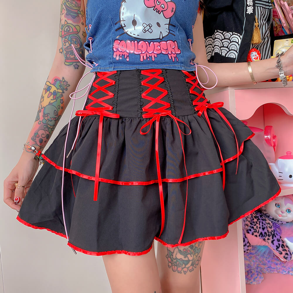 Goth lolita bubble cake layered skirt k0042