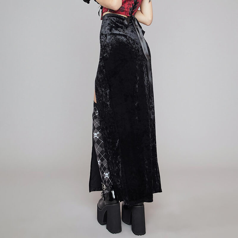 Goth punk sexy slit long skirt k0046