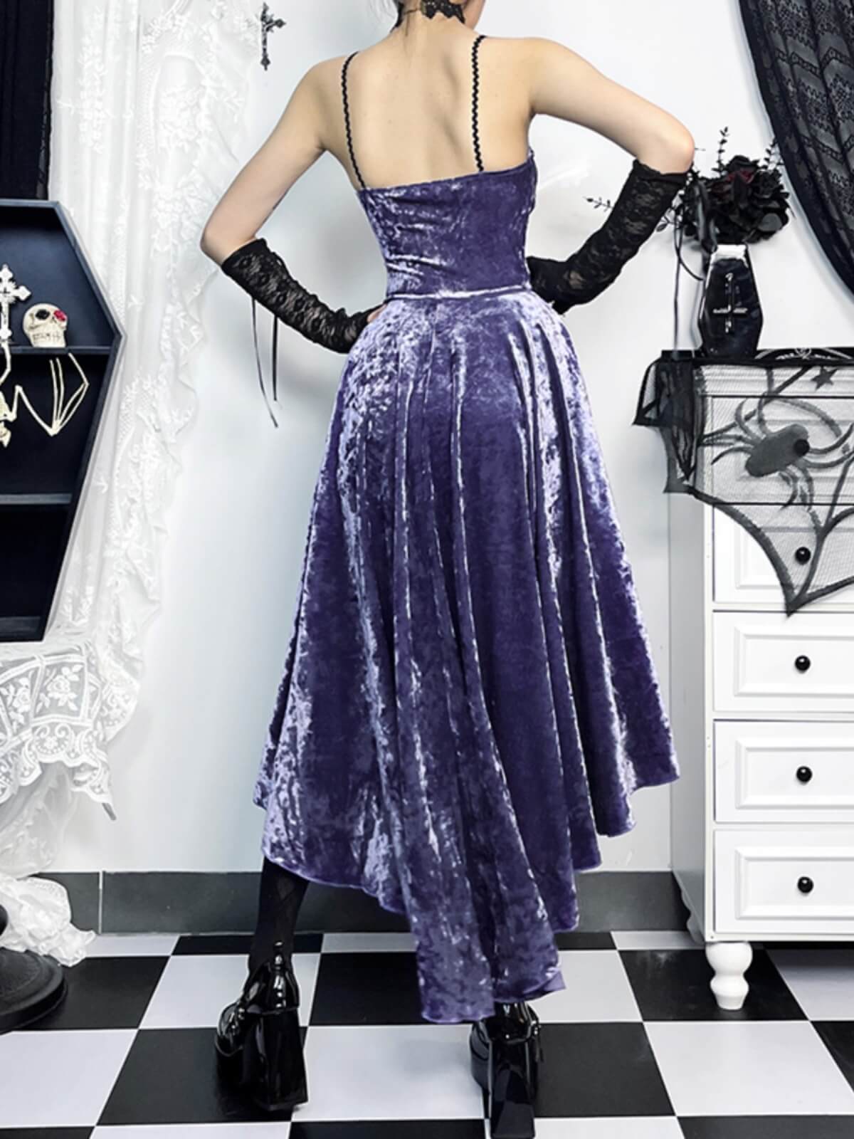 Goth purple trailing dress Goth dress