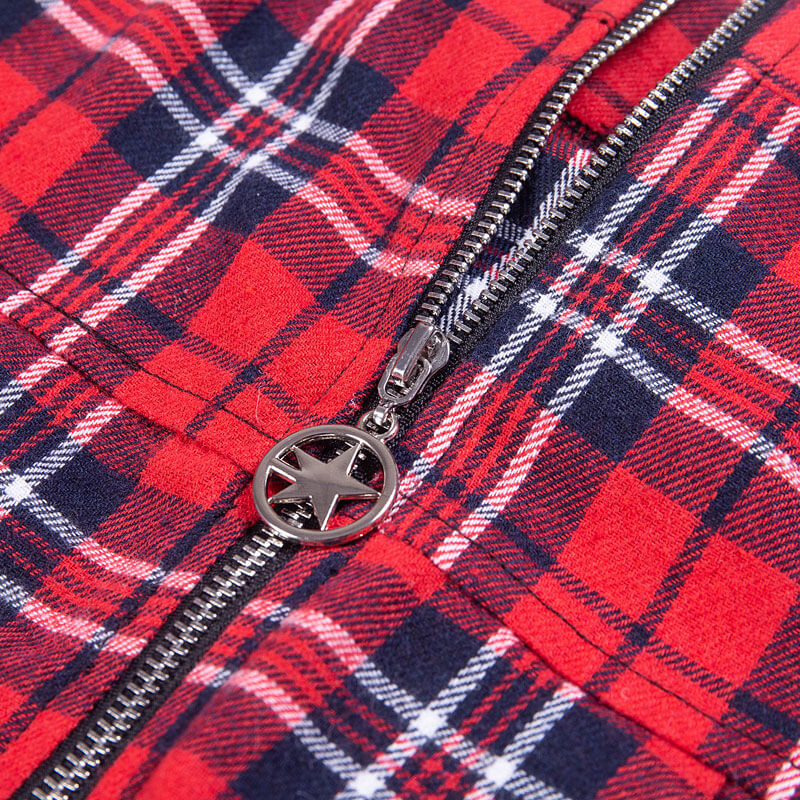 Goth star pendant decorative belts A-line skirt k0034