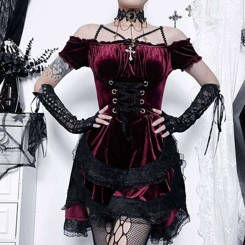 Gothic angel off-shoulder dress Goth dress