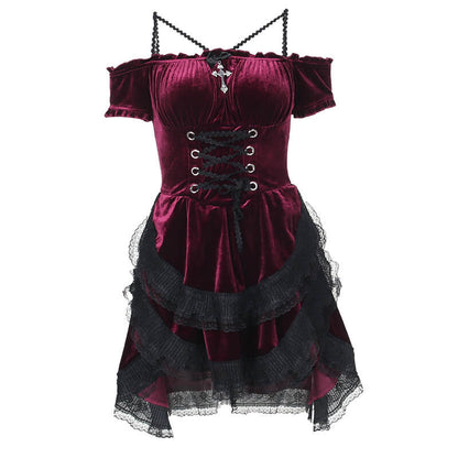 Gothic angel off-shoulder dress Goth dress