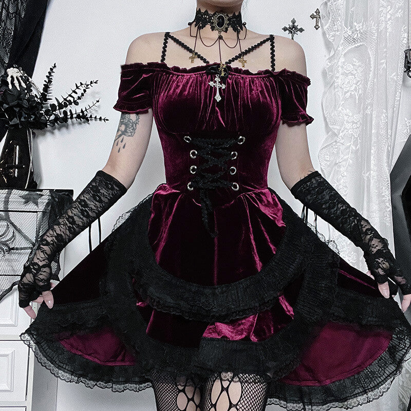 Gothic angel off-shoulder dress Goth dress