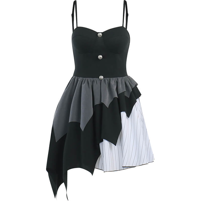 Gothic mood asymmetric suspender dress