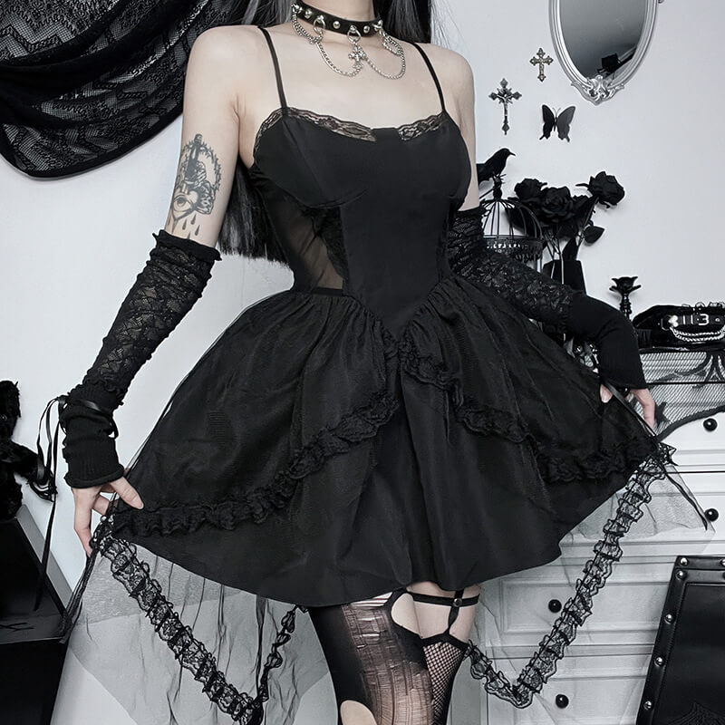 Gothic party suspender dress