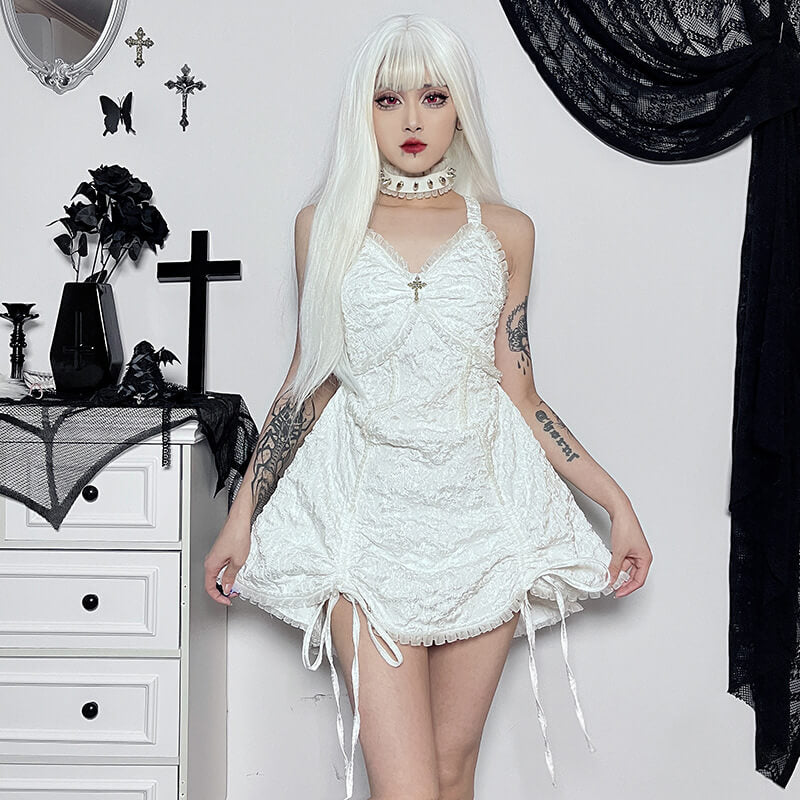 Gothic white suspender dress