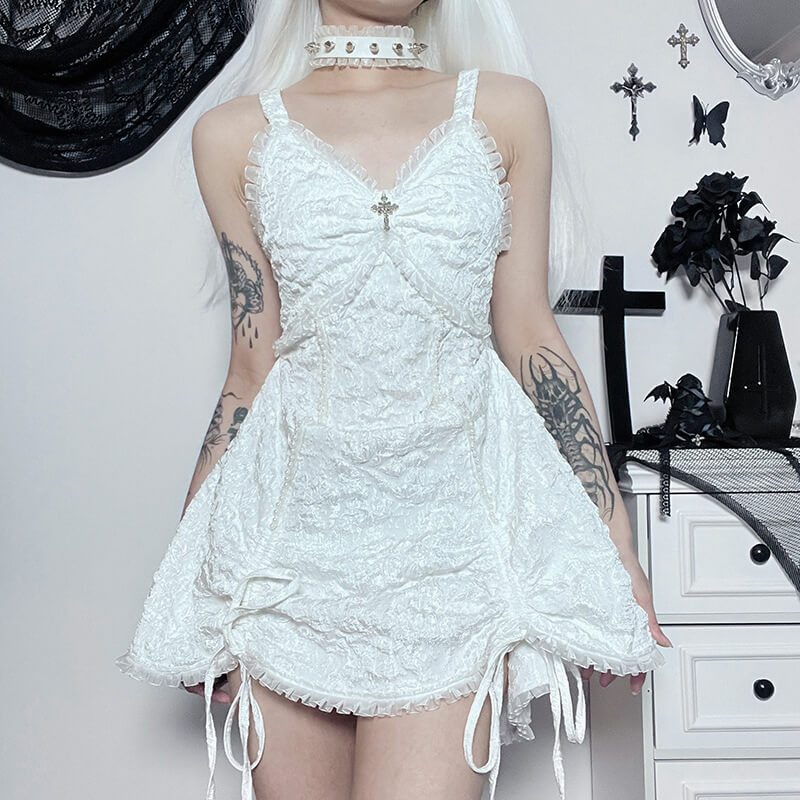 Gothic white suspender dress