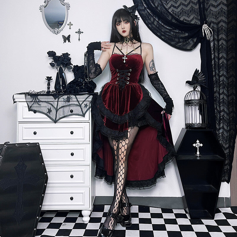 Halter gothic layered dress