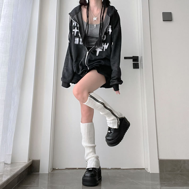 Harajuku punk lolita zipper leg warmer c0055