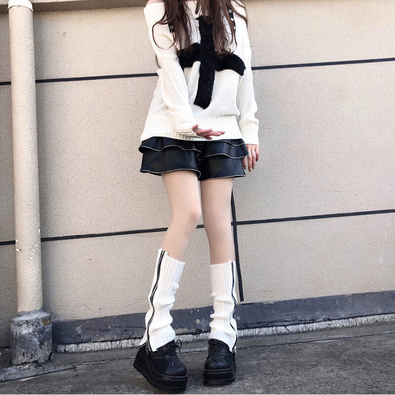 Harajuku punk lolita zipper leg warmer c0055