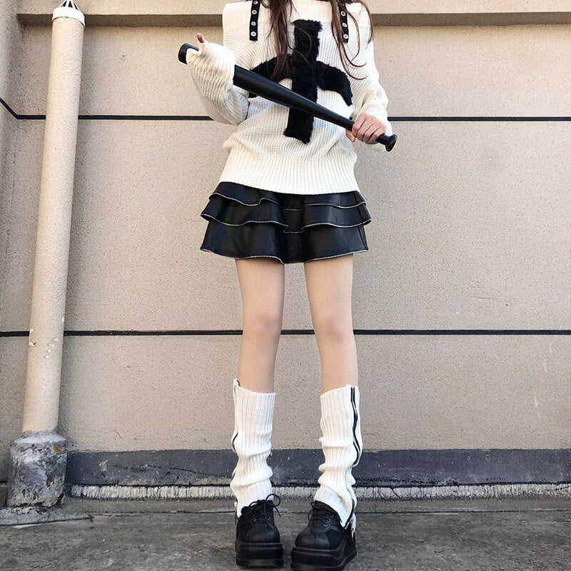 Harajuku punk lolita zipper leg warmer c0055