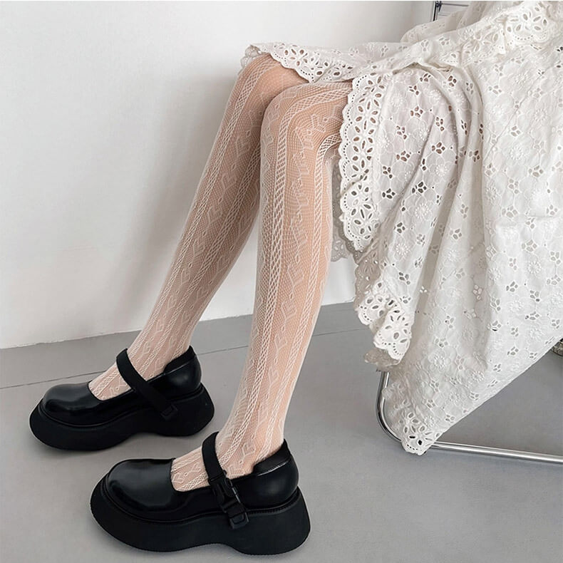 Hearts lolita y2k lace tights c0131