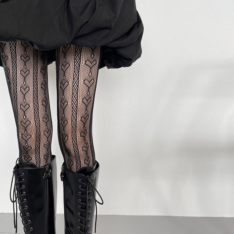 Hearts lolita y2k lace tights c0131