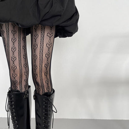 Hearts lolita y2k lace tights c0131