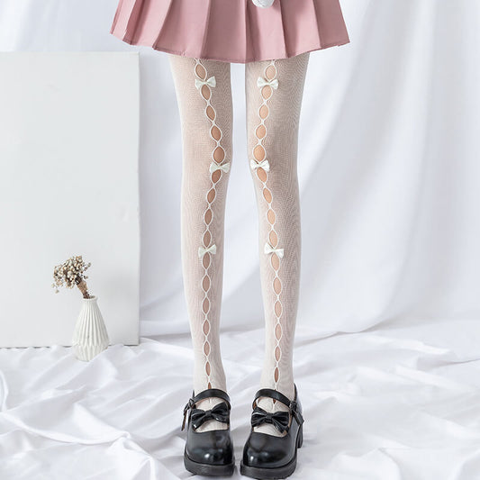 Hollow-out cute bows aesthetic lolita tights c0008