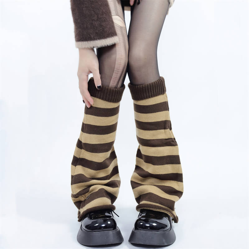 Hot girl y2k stripes knit leg warmers c0071