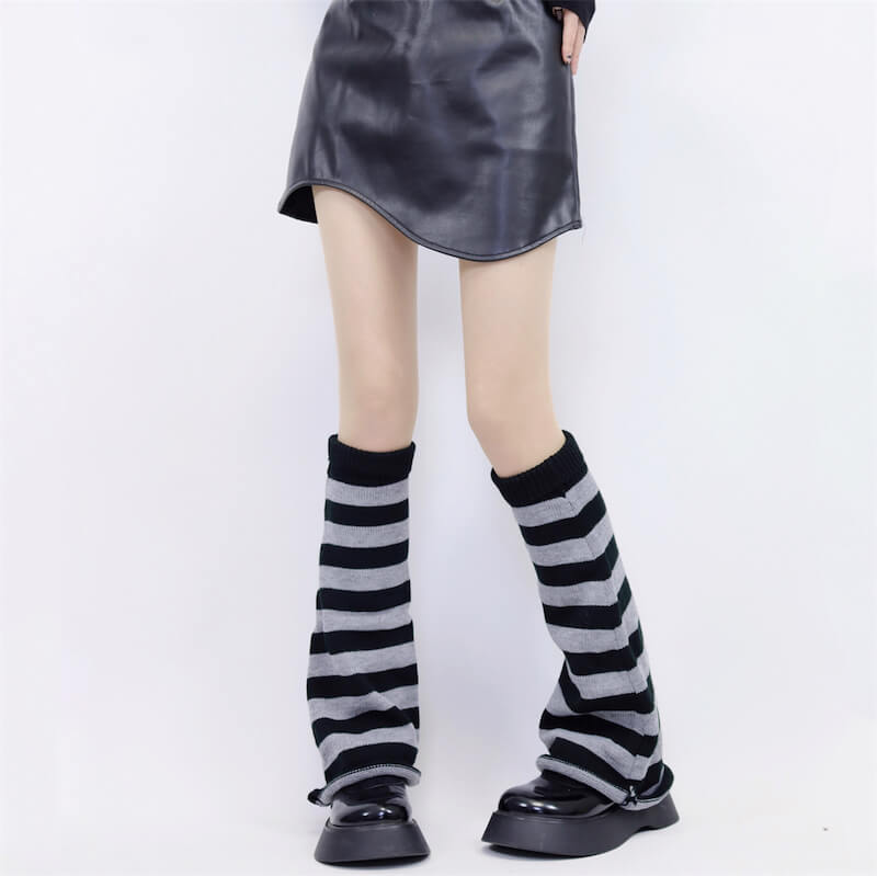 Hot girl y2k stripes knit leg warmers c0071