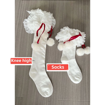 Layered pompon Christmas stockings x0007