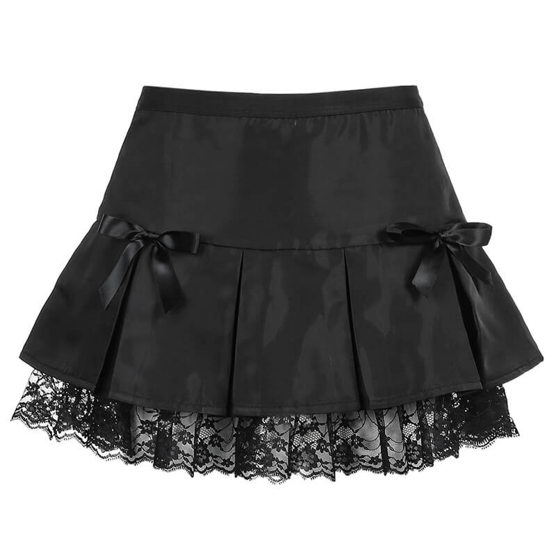 Little bows black lace skirt ah0034