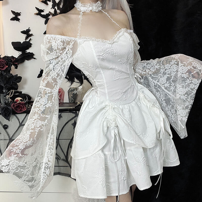 Lolita goth aesthetic lace fairy dress ah0135