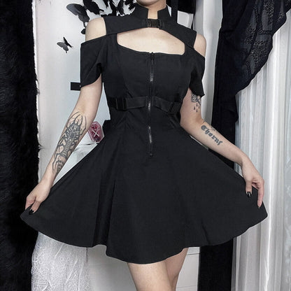 Off-shoulder dark dress
