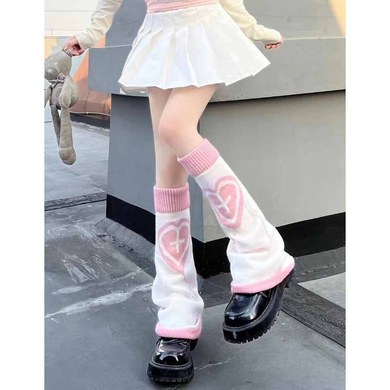 Pastel y2k hearts leg warmers c0121