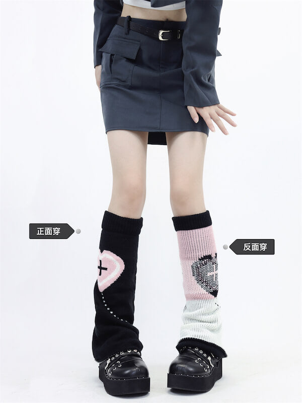 Pastel y2k hearts leg warmers c0121