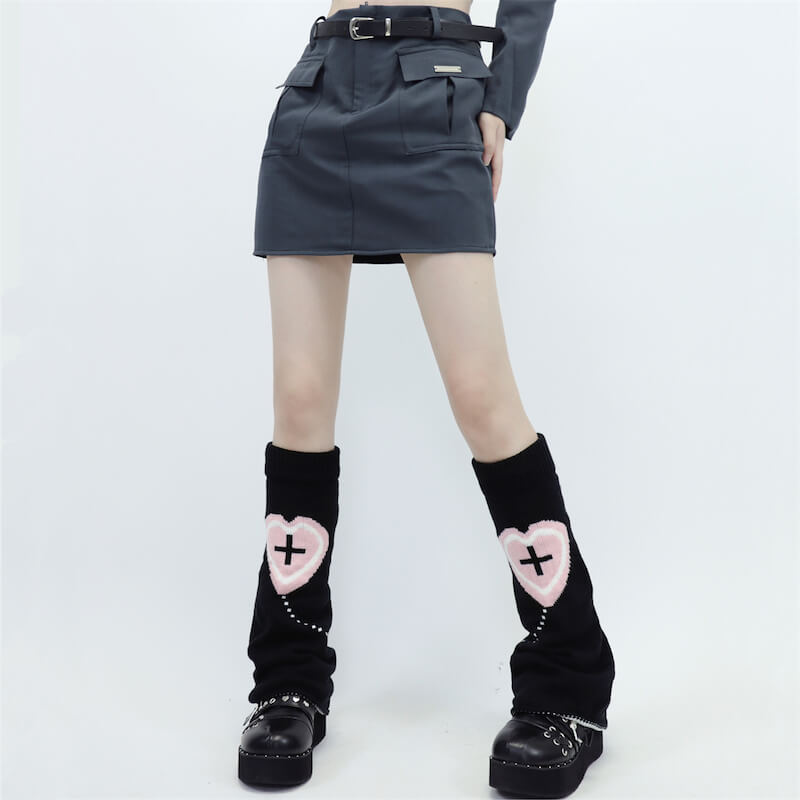 Pastel y2k hearts leg warmers c0121