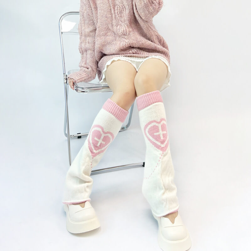 Pastel y2k hearts leg warmers c0121