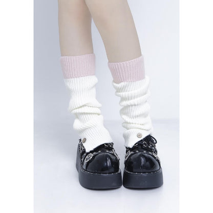 Pastel y2k joint color button leg warmers c0156
