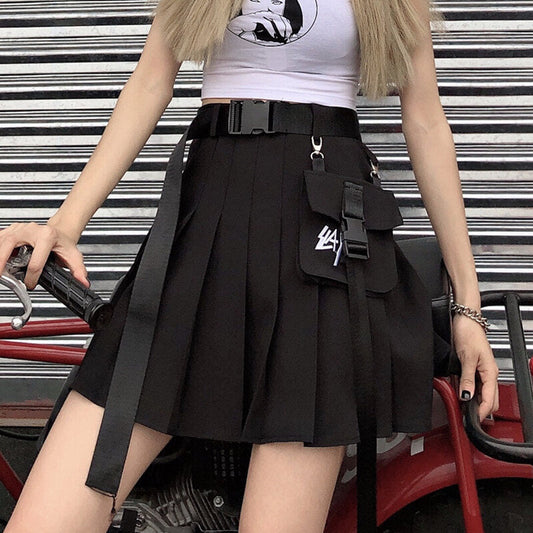 [Plus size] Goth punk pocket skirt dm0010