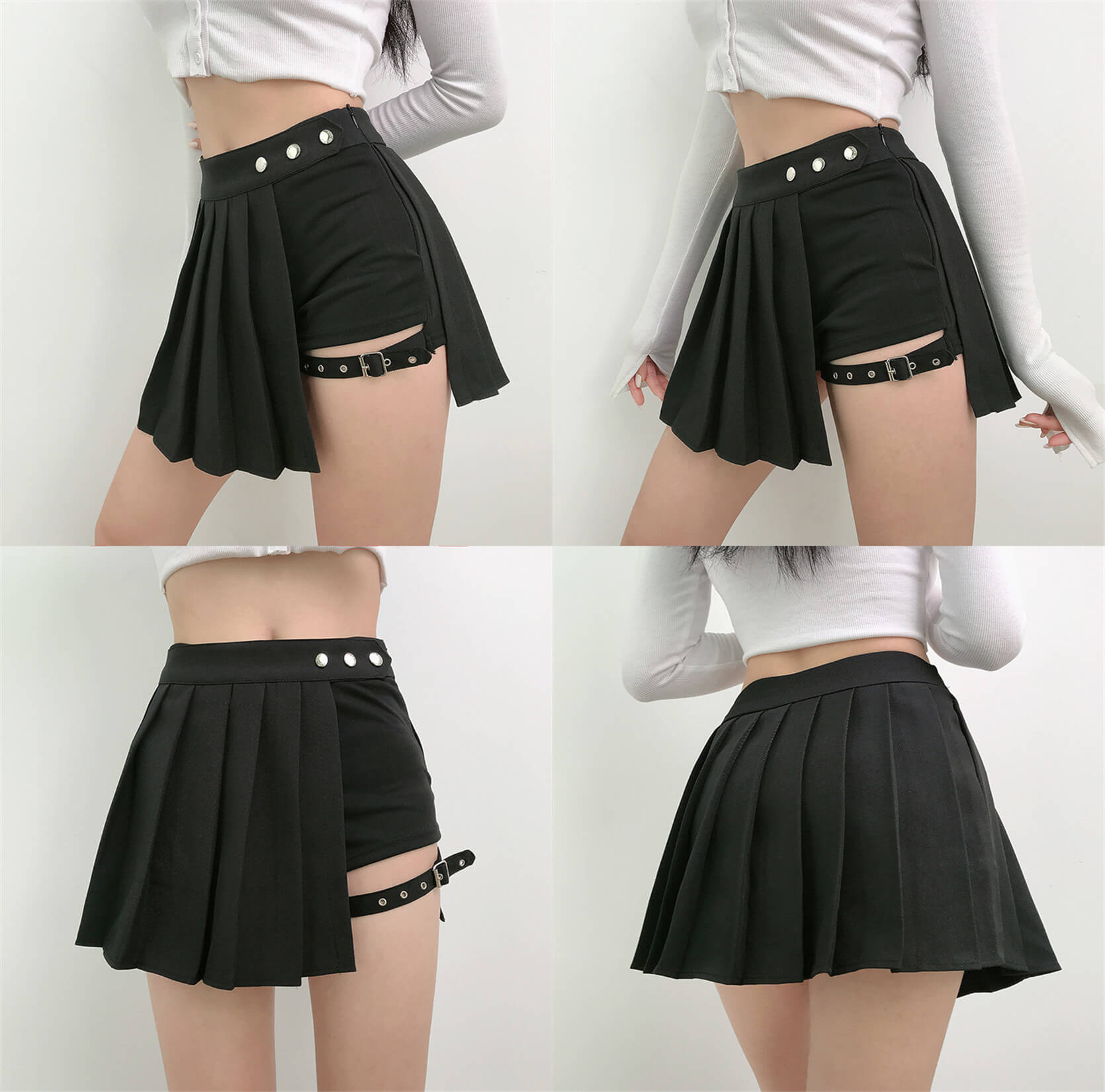 [Plus size] Punk gothic asymmetry pant skirt C00349