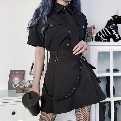 Punk girl pocket chain belt skirt ah0024