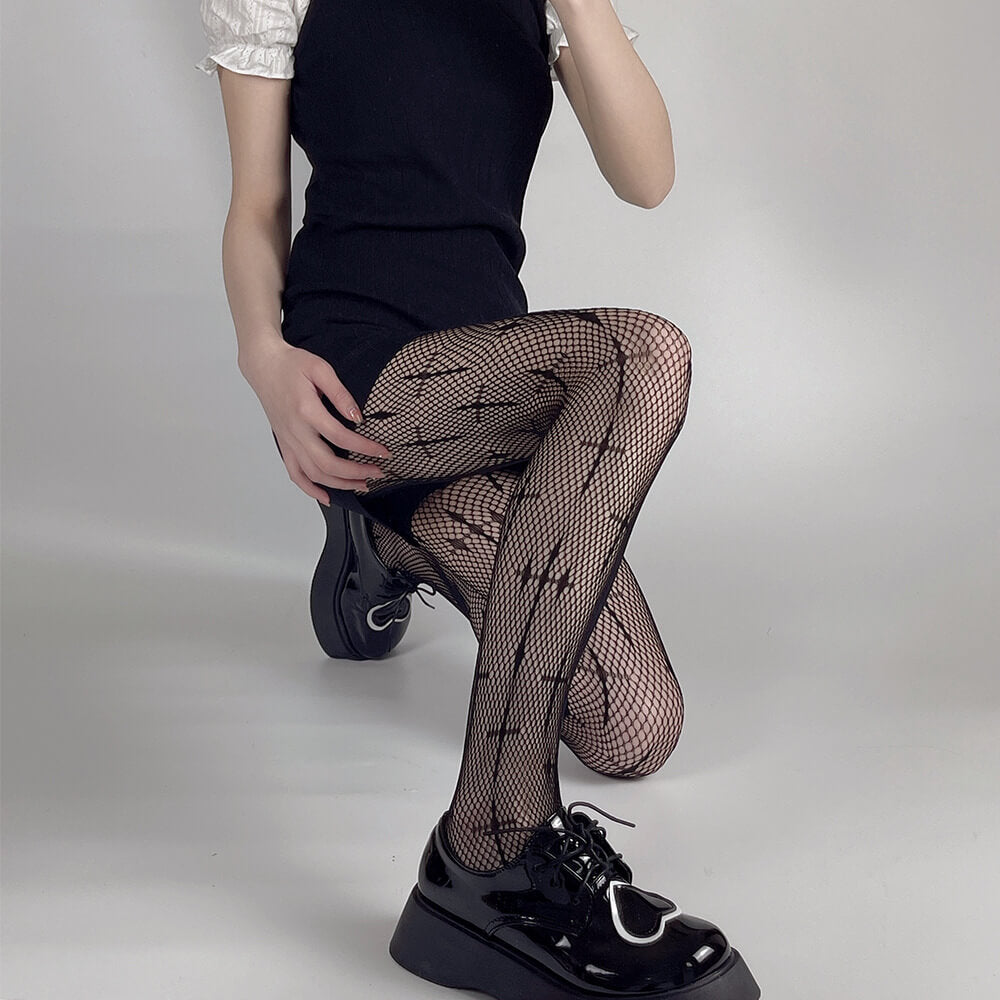 Punk cross fishnet tights c0150