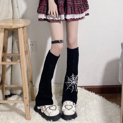 Punk girl spider web leg warmers c0086