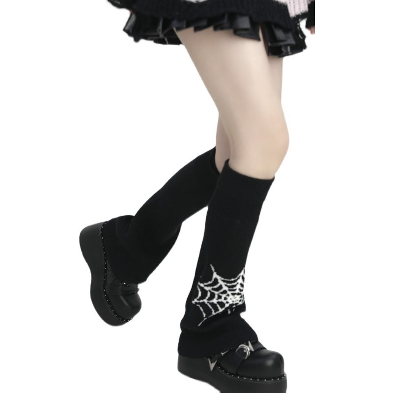 Punk girl spider web leg warmers c0086