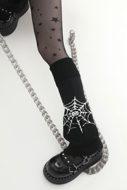 Punk girl spider web leg warmers c0086